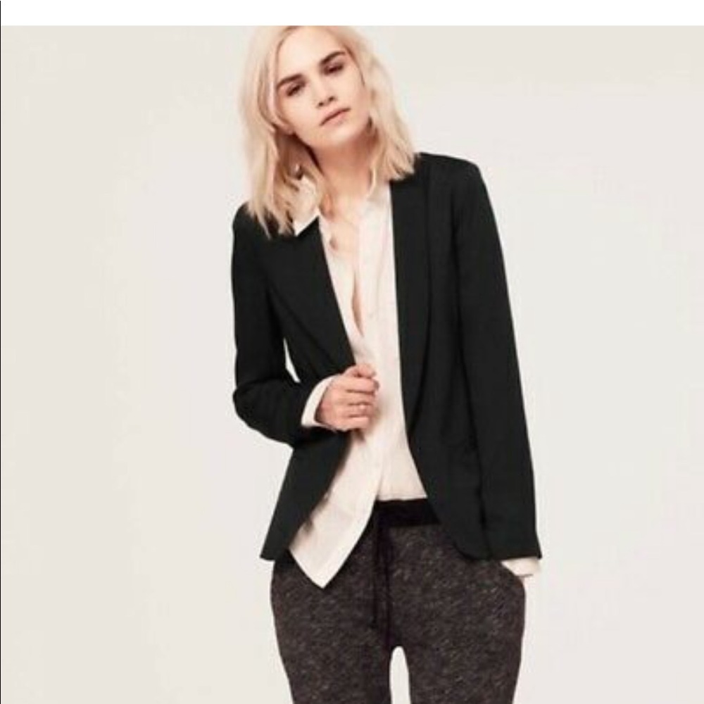 Lou & Grey Blazer Open Front Black Gray Jersey* EUC